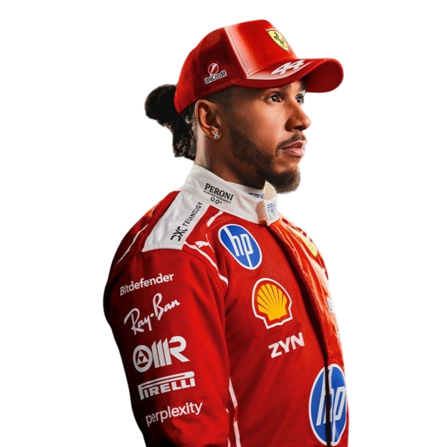 Side profile of 2026 F1 Racing Costume – Worn by Lewis Hamilton - Team Ferrari