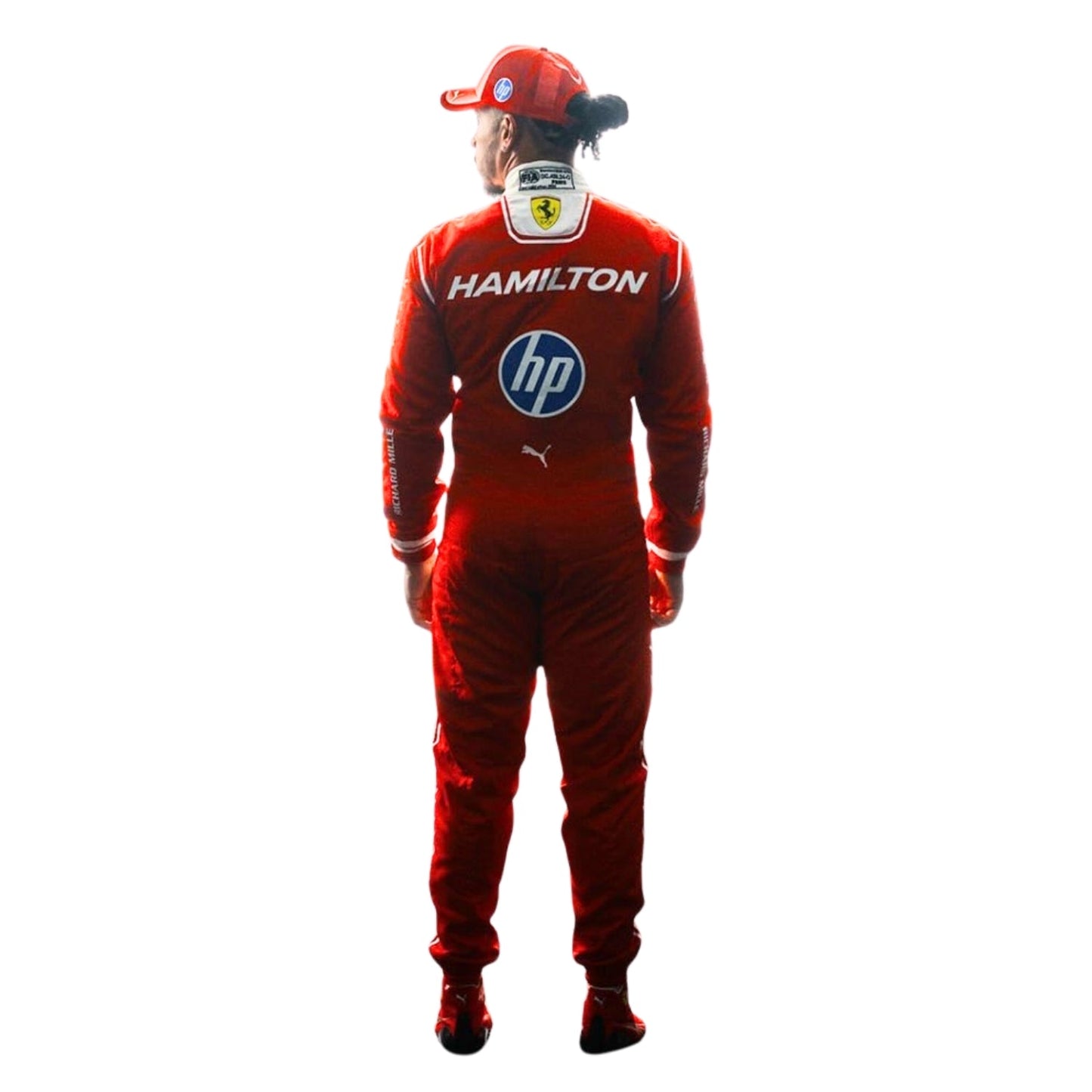 Back View of 2026 F1 Racing Costume – Worn by Lewis Hamilton - Team Ferrari