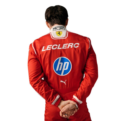 Back View of 2026 F1 Racing Costume – Worn by Charles Leclerc - Team Ferrari