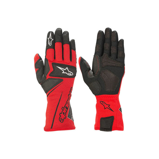 Red and black Alpinestars TECH Mechanic gloves with a brand logo on a white background