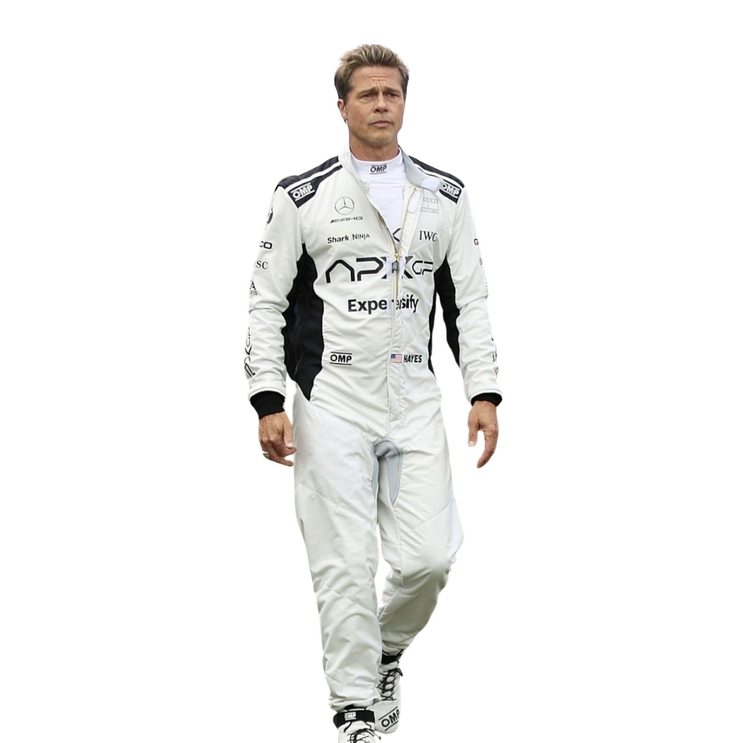 Brad Pitt 2025 F1 The Movie racing suit front view with premium detailing and motorsport-inspired design