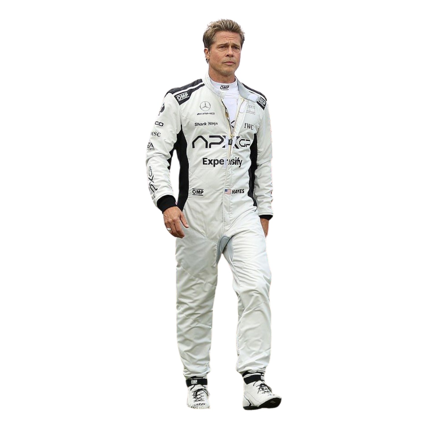 Brad Pitt 2025 F1 The Movie racing suit front view with premium detailing and motorsport-inspired design