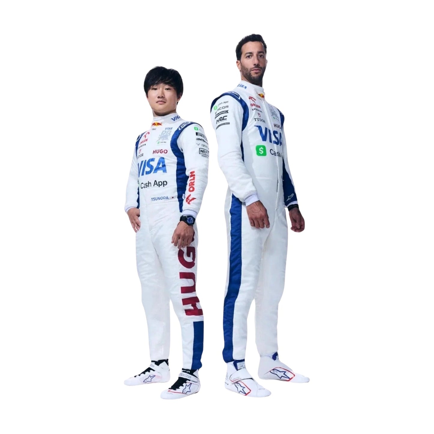 Front view of Formula 1 Racing Costume Yuki Tsunoda and Daniel Ricciardo AlphaTauri 2024-1295