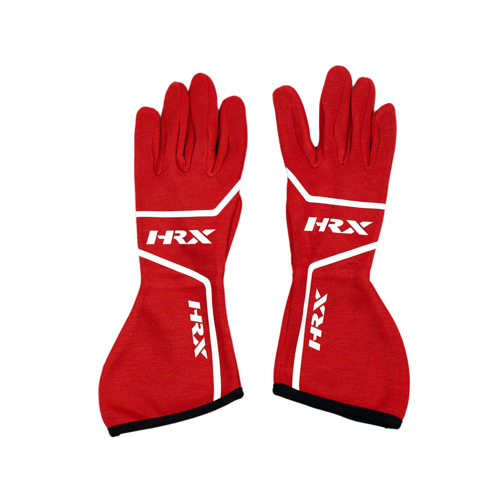 Red gloves with 'HRX' branding on a white background