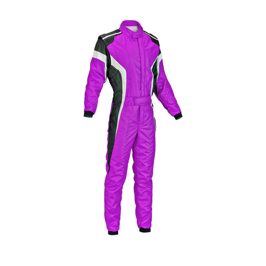Front view of Go-Kart Race Gear in medium orchid color with modern fit, lightweight construction, and premium karting design At Revex Gear
