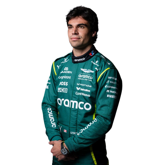 Close up View of Lance Stroll 2026 F1 Racing Suit Team Aston Martin - Arix Racewear