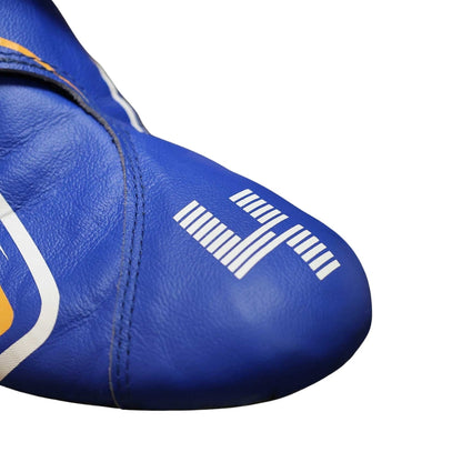 Blue Lando Norris 2021 F1 Racing shoes with a brand logo on a white background