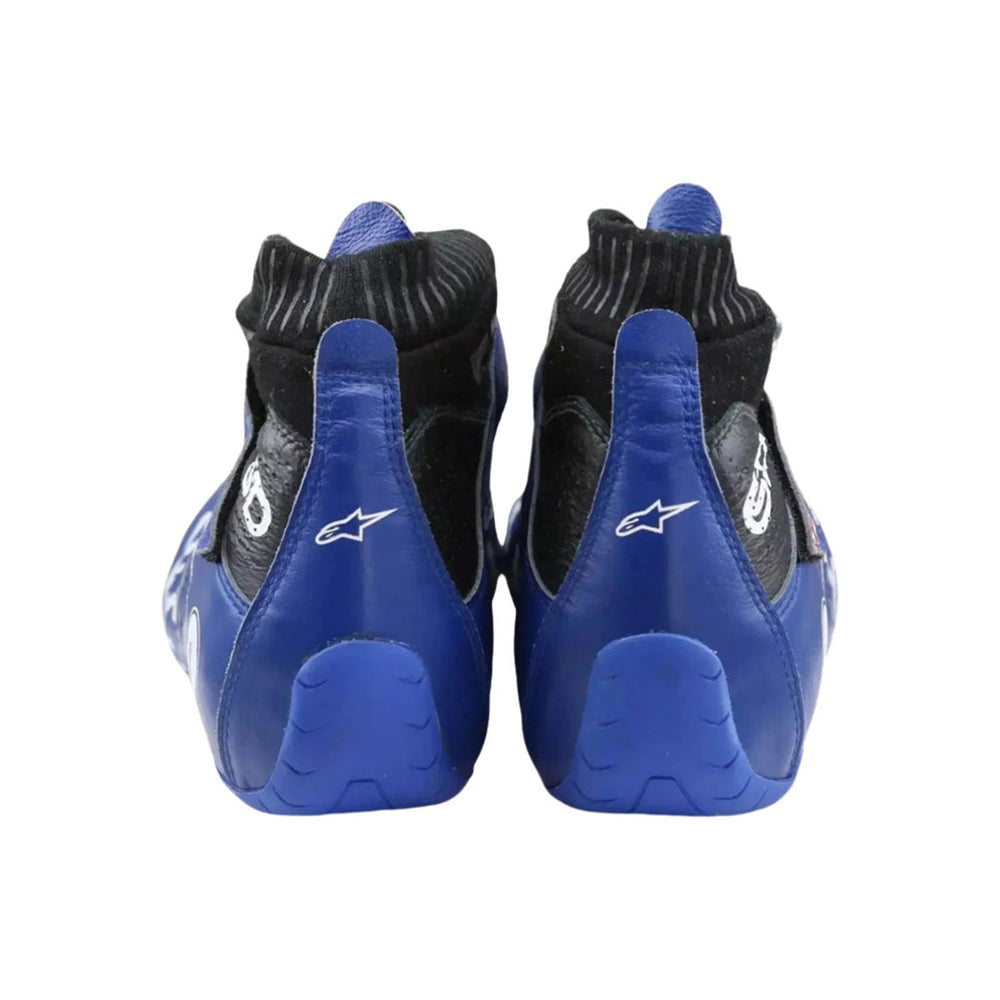 Blue and black Scott Dixon 2022 Chip Ganassi Indy Car Racing shoes with a brand logo on a white background