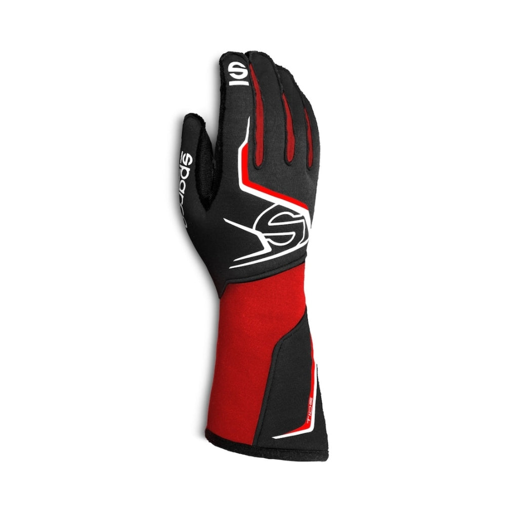 Sparco TIDEK kart Black and red racing glove with branding on a white background