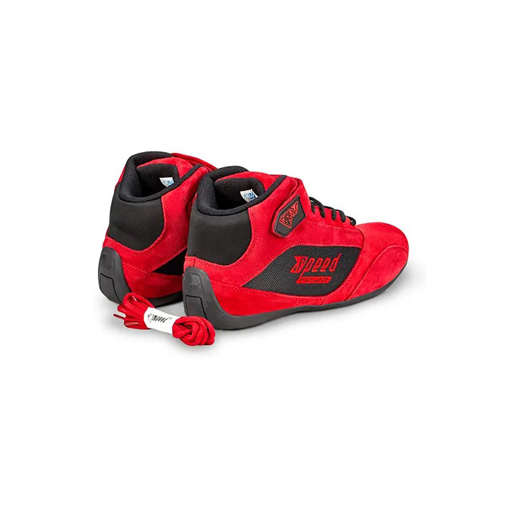 Red and black Speed Milan KS-2 Racing shoes with 'Speed' branding on a white background
