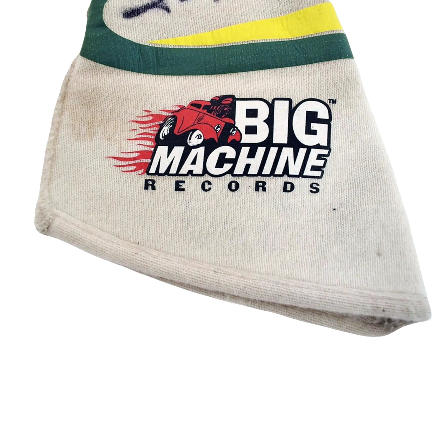 Tony Kanaan's 2017 IndyCar racing gloves with Big Machine Records logo on a white background