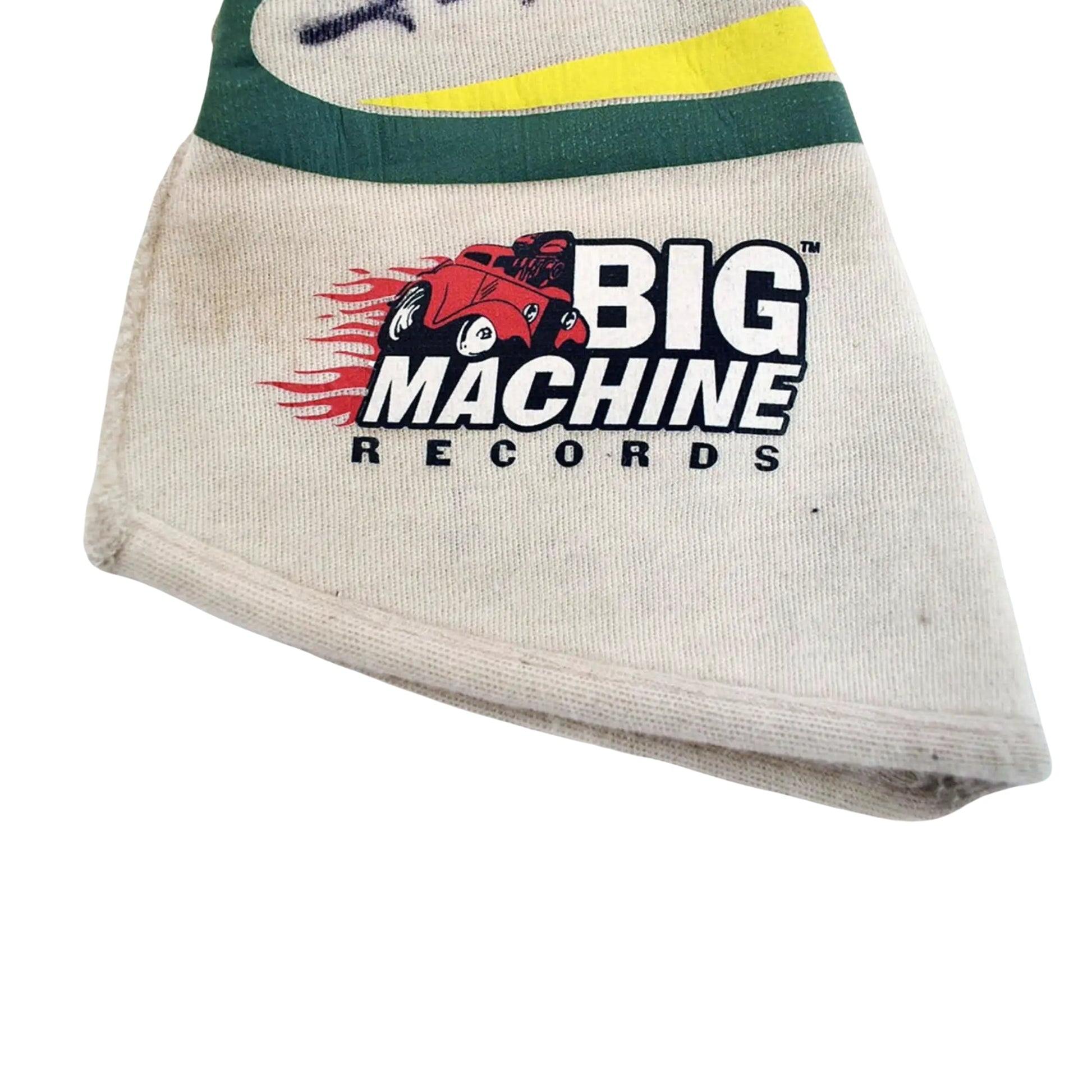 Tony Kanaan's 2017 IndyCar racing gloves with Big Machine Records logo on a white background