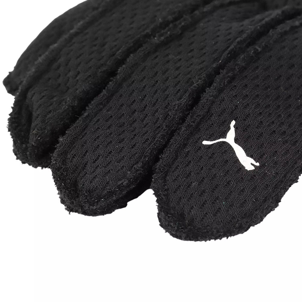 Black Valtteri Bottas 2020 F1 racing gloves with a white logo on a white background