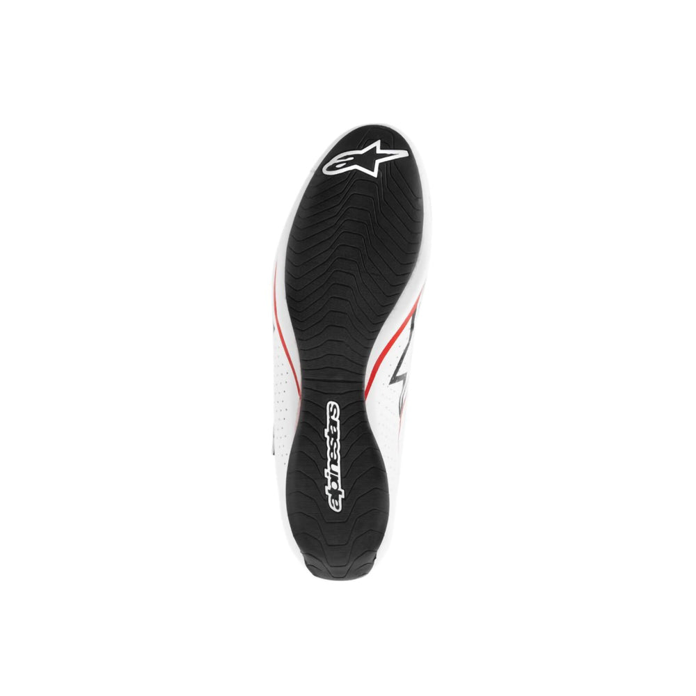 Black and white Yuki Tsunoda 2020 F1 Racing shoe sole with brand logo on a white background