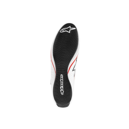 Black and white Yuki Tsunoda 2020 F1 Racing shoe sole with brand logo on a white background