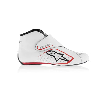 White Yuki Tsunoda 2020 F1 Racing shoe with red accents on a white background