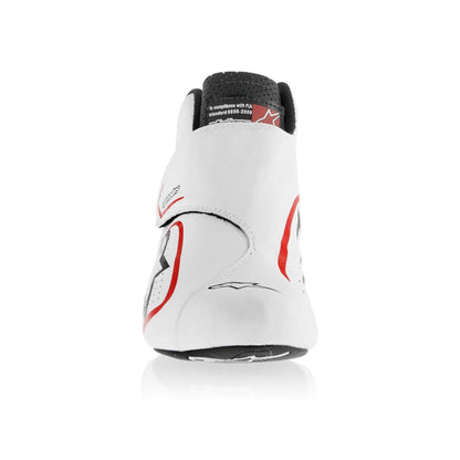 White high-top Yuki Tsunoda 2020 F1 Racing shoes with red accents on a white background