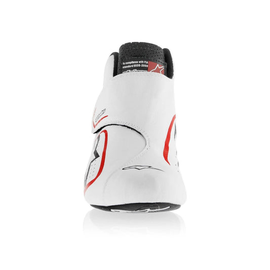White high-top Yuki Tsunoda 2020 F1 Racing shoes with red accents on a white background