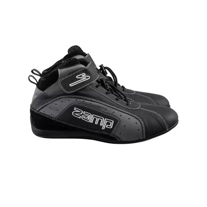Black ZR-20 Kart Racing shoes with 'Zamp' branding on a white background