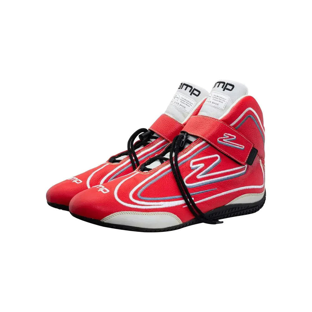 Red ZR-50 Kart Racing shoes with black laces on a white background